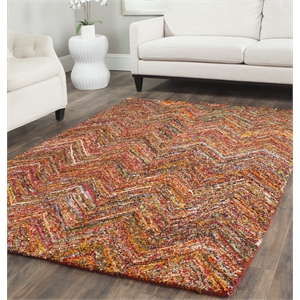 Safavieh Nantucket 8' X 8'  Square Cotton Pile Hand Tufted Rug In Red And Blue