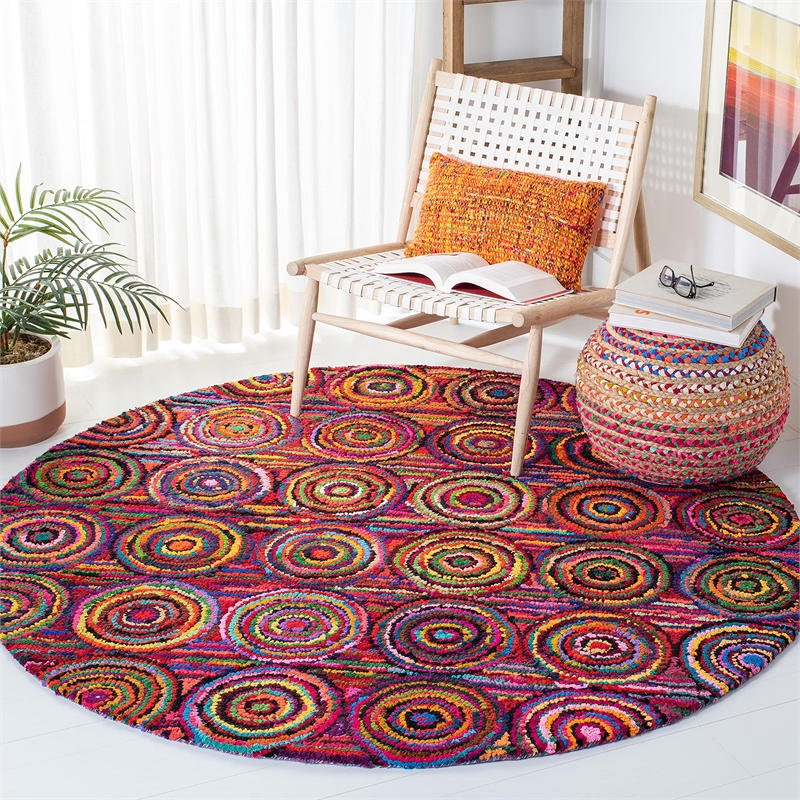 Safavieh Nantucket Pink Contemporary Rug - Round 6'