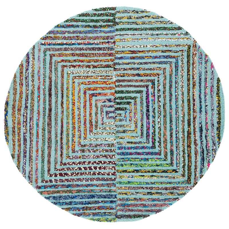 Safavieh Nantucket Teal Contemporary Rug - Round 4'
