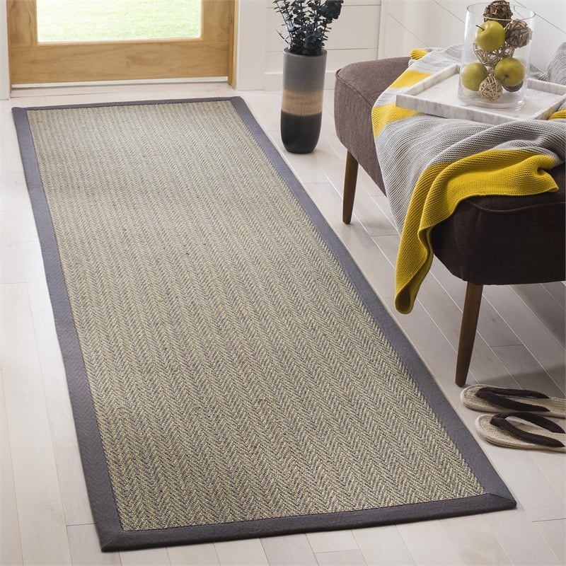 Safavieh Natural Fiber Grey Brown Area Rug - Runner 2'6