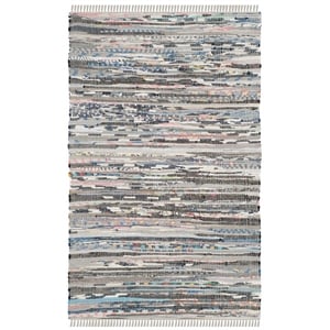 Safavieh Rag Rug 2'-3&quot x 5'-0&quot Cotton Hand Woven Rug in Gray/Multi-Color