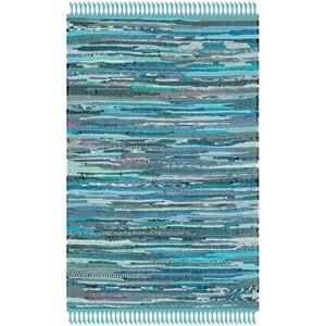Safavieh Rag Rug 2'-0&quot x 3'-0&quot Cotton Hand Woven Rug in Blue / Multi-Color