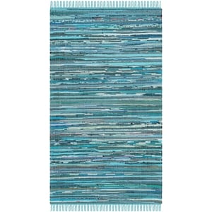 Safavieh Rag Rug 3'-0&quot x 5'-0&quot Cotton Hand Woven Rug in Blue / Multi-Color