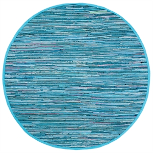Safavieh Rag Rug 6'-0&quot x 6'-0&quot Round Cotton Hand Woven Rug in Blue / Multi-Color