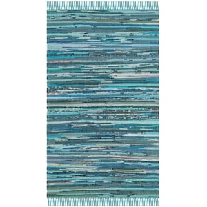 Safavieh Rag Rug 2'-6&quot x 4'-0&quot Cotton Hand Woven Rug in Blue / Multi-Color