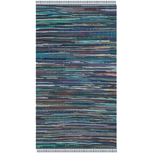Safavieh Rag Rug 3'-0&quot x 5'-0&quot Cotton Hand Woven Rug in Blue / Multi-Color