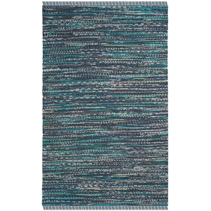 Safavieh Rag Rug 6'-0&quot x 9'-0&quot Cotton Hand Woven Rug in Blue / Multi-Color