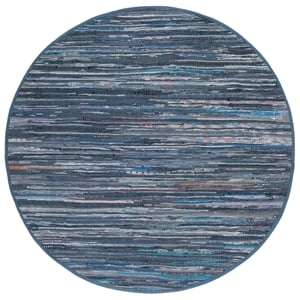 Safavieh Rag Rug 6'-0&quot x 6'-0&quot Round Cotton Hand Woven Rug in  Blue /Multi-Color