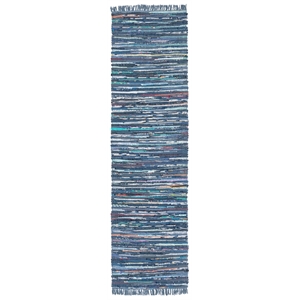 Safavieh Rag Rug 2'-3&quot X 7' Cotton Hand Woven Rug in  Blue / Multi-Color