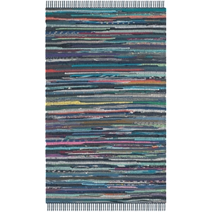Safavieh Rag Rug 2'-6&quot x 4'-0&quot Cotton Hand Woven Rug in Blue / Multi-Color