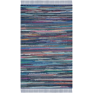Safavieh Rag Rug 2'-6&quot x 4'-0&quot Cotton Hand Woven Rug in Purple / Multi-Color