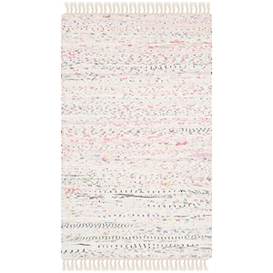 Safavieh Rag Rug 3'-0&quot x 5'-0&quot Cotton Hand Woven Rug in Ivory / Multi-Color