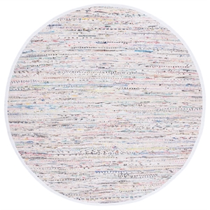 Safavieh Rag Rug 6'-0&quot x 6'-0&quot Round Cotton Hand Woven Rug in Ivory/Multi-Color