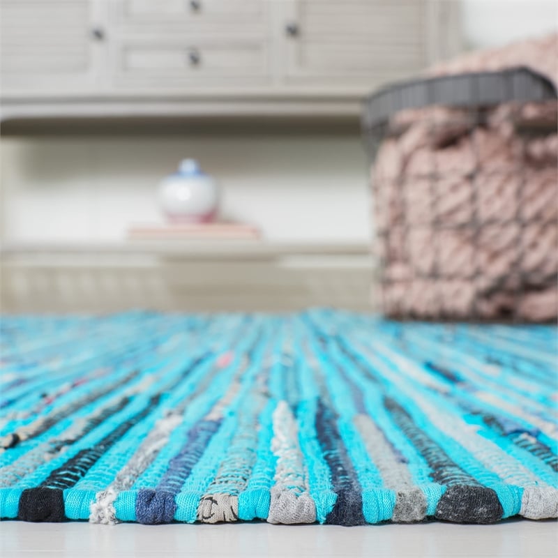 Safavieh Rag Rug Turquoise Contemporary Rug - 5' x 7'