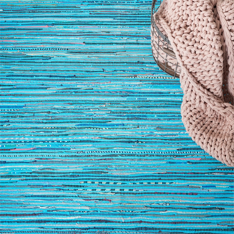 Safavieh Rag Rug Turquoise Contemporary Rug - Runner 2'3