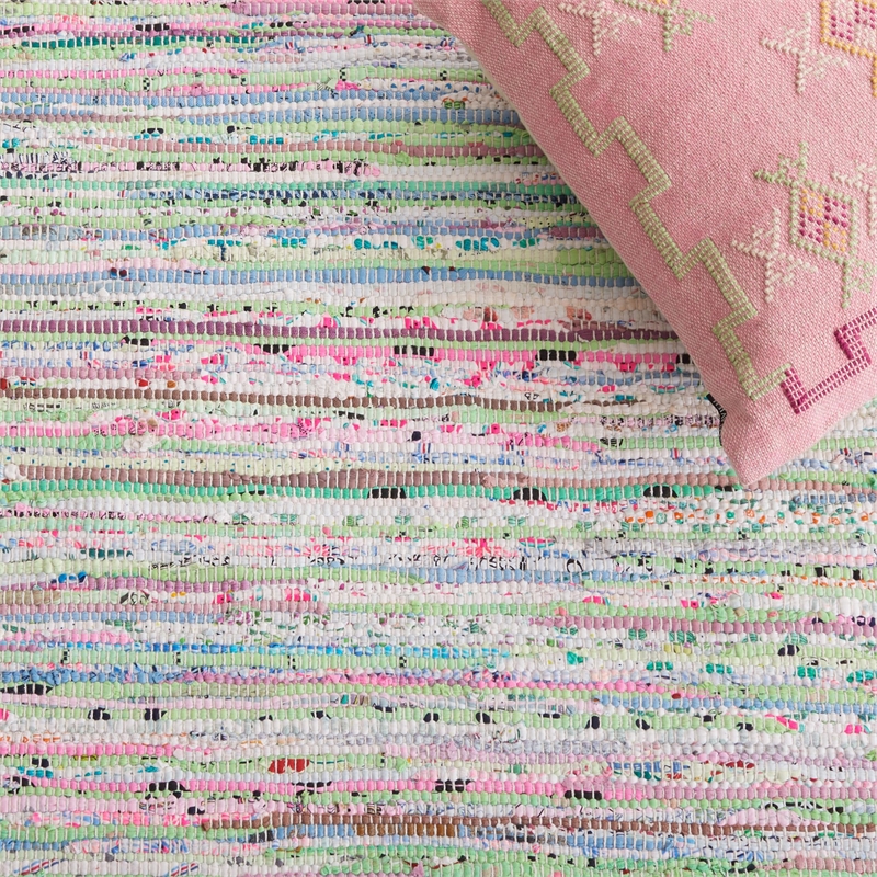 Safavieh Rag Rug Light Green Contemporary Rug - Runner 2'3