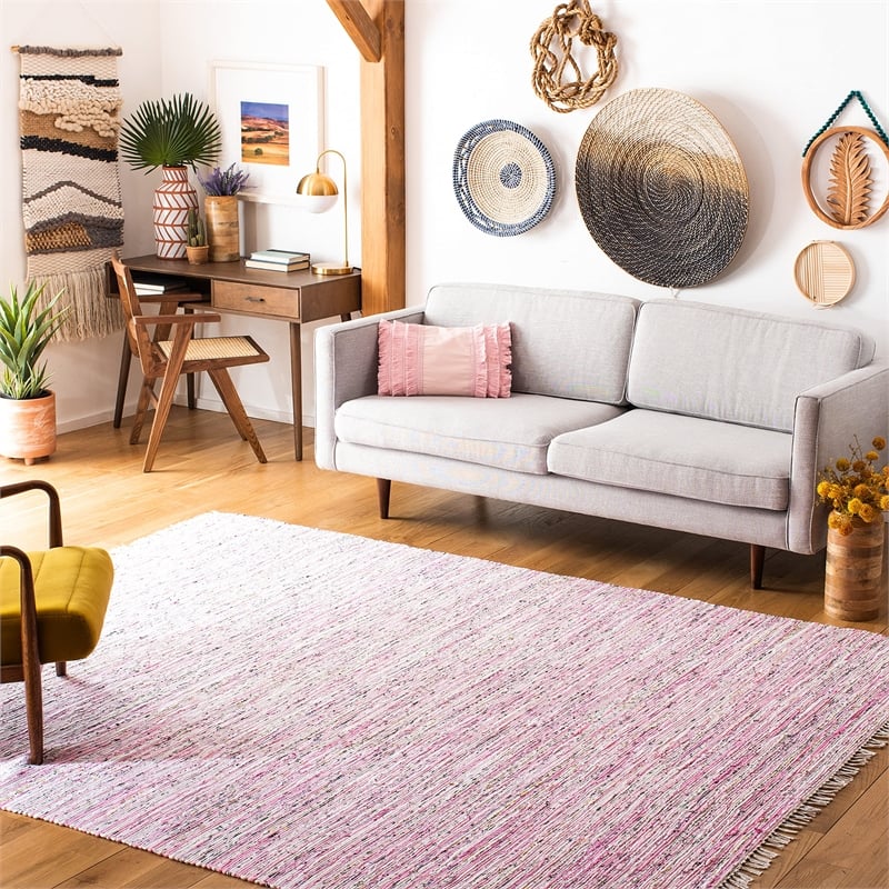 Safavieh Rag Rug Light Pink Contemporary Rug - 8' x 10'