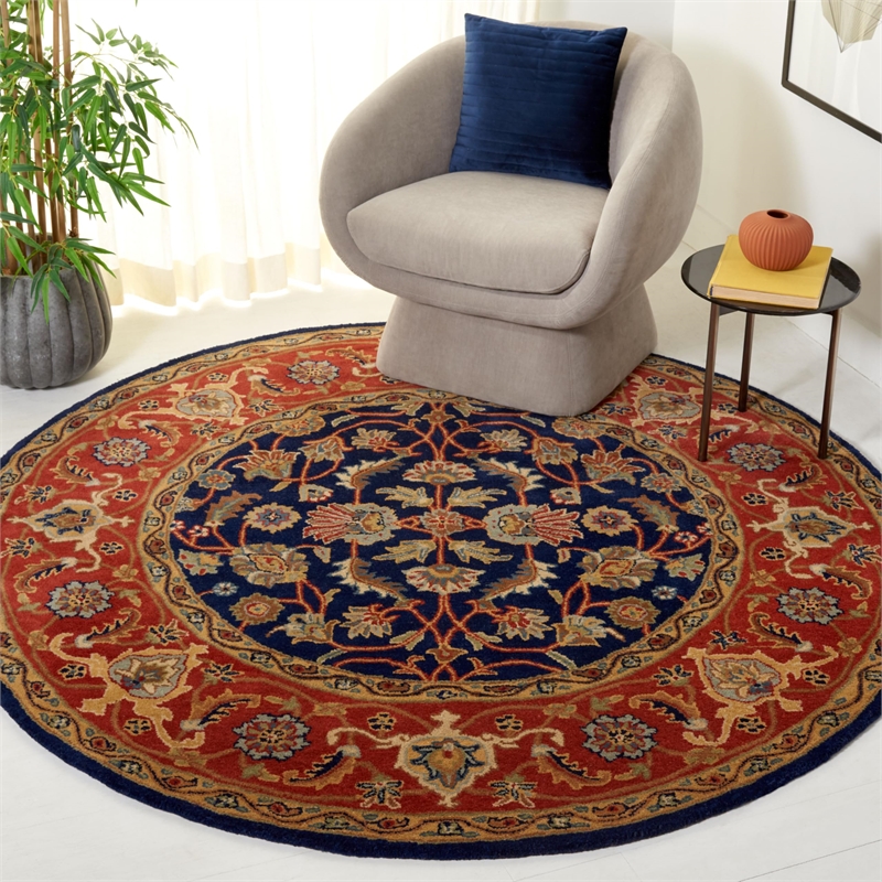 Safavieh Royalty Navy Contemporary Rug - Round 6'6