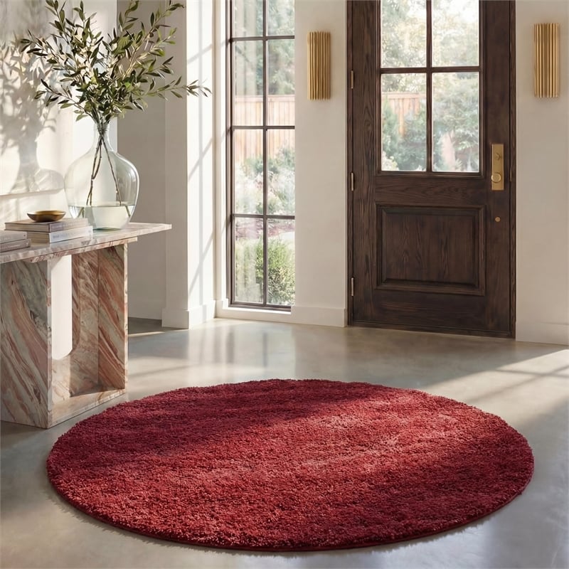 Safavieh California Shag Maroon Shag Rug - Round 6'7