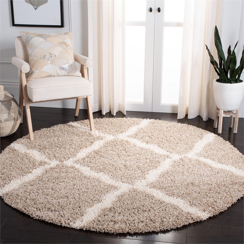 Safavieh Dallas Shag Beige Shag Rug - Round 6'