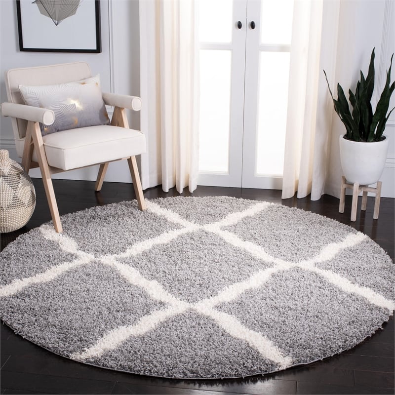Safavieh Dallas Shag Grey Shag Rug - Round 6'
