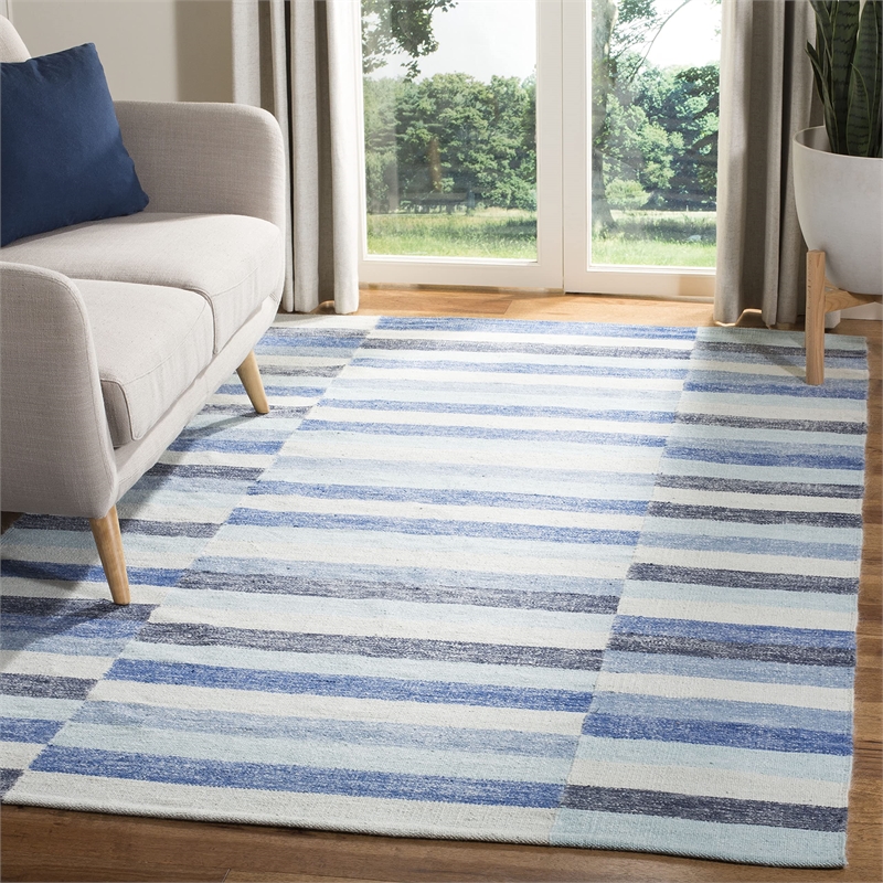 Safavieh Striped Kilim Blue Contemporary Rug - 8' x 10'