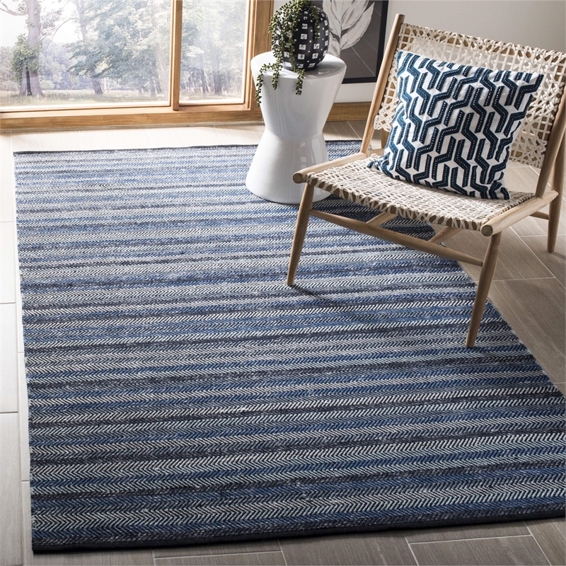 Safavieh Striped Kilim Blue Contemporary Rug - 8' x 10'