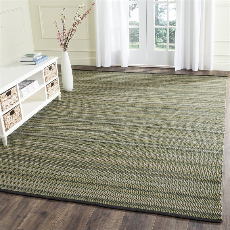 Safavieh Striped Kilim Green Contemporary Rug - 8' x 10'
