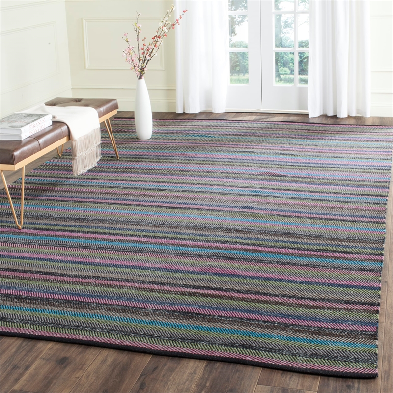 Safavieh Striped Kilim Grey Contemporary Rug - 8' x 10'