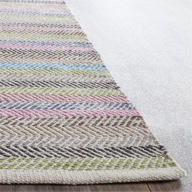 Safavieh Striped Kilim Light Grey Contemporary Rug - 8' x 10'