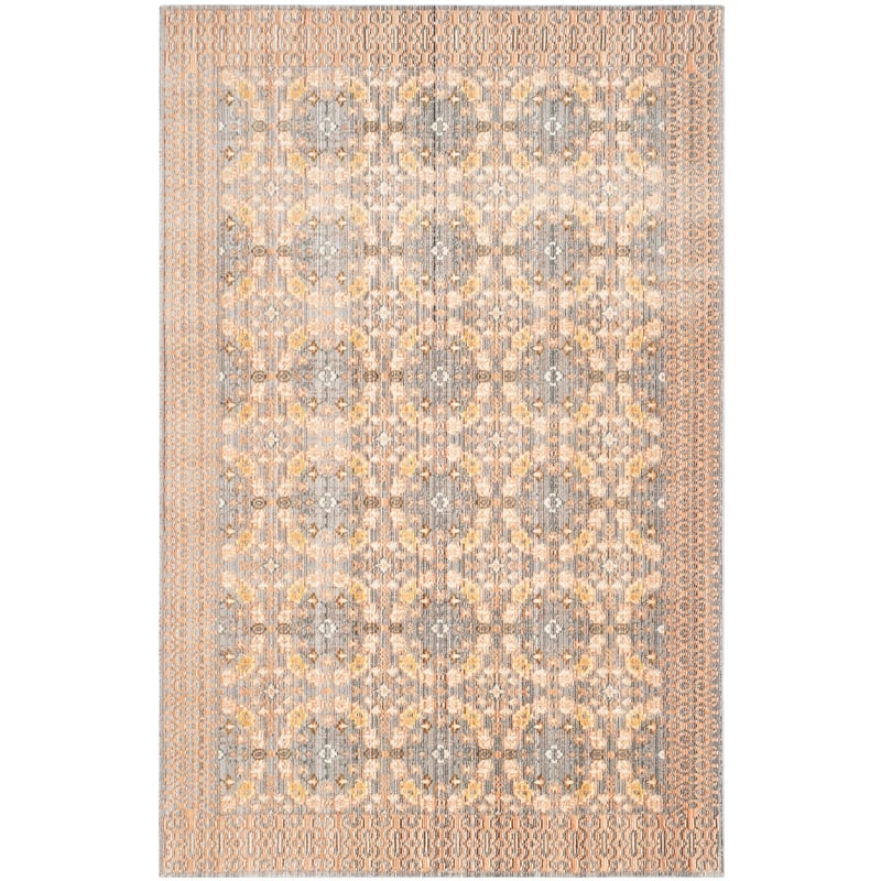 Safavieh Valencia 4' X 6' Polyester Power Loomed Rug in Light Gray / Multi-Color