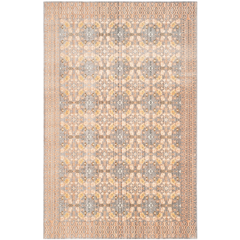 Safavieh Valencia 4' X 6' Polyester Power Loomed Rug in Light Gray / Multi-Color