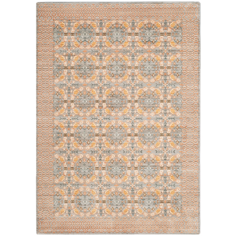 Safavieh Valencia 5' X 8' Polyester Power Loomed Rug in Light Gray / Multi-Color