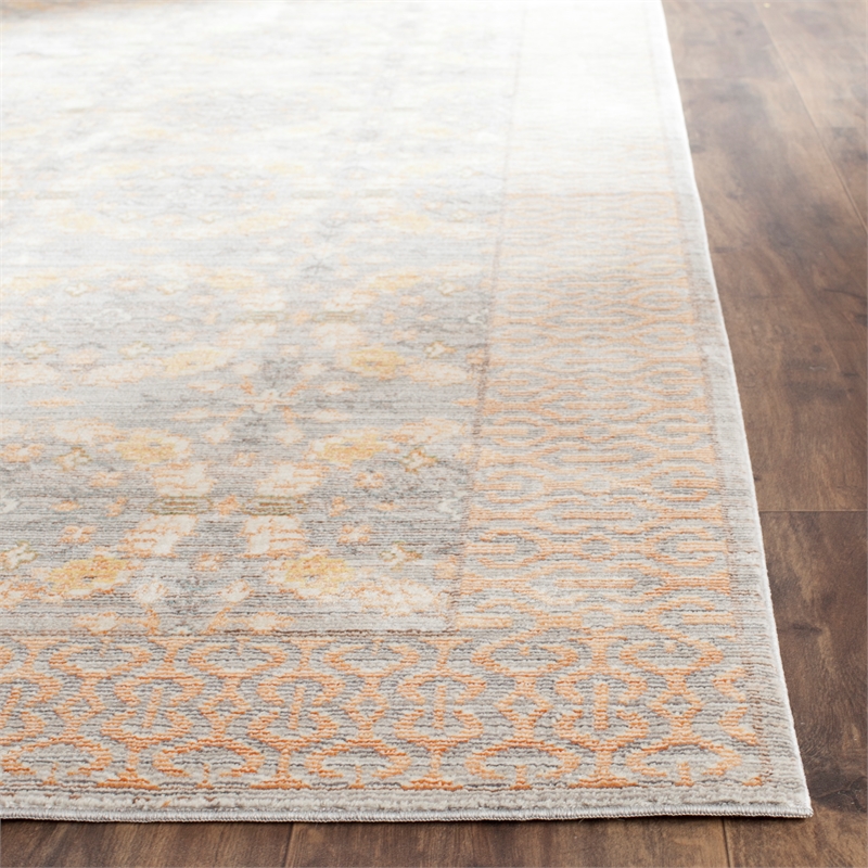 Safavieh Valencia 5' X 8' Polyester Power Loomed Rug in Light Gray / Multi-Color