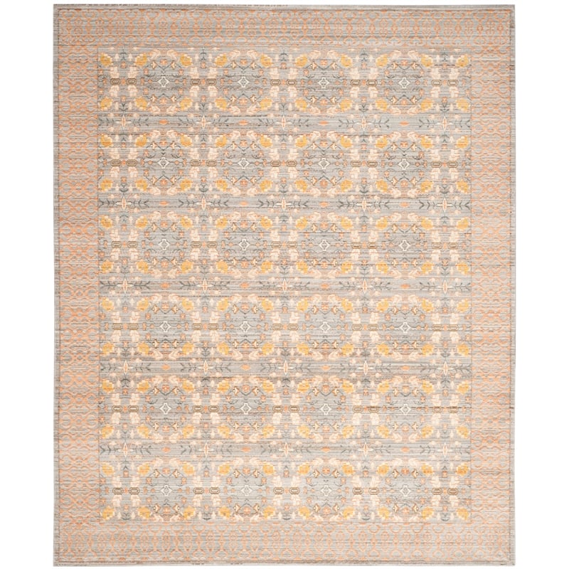 Safavieh Valencia 8' X 10' Polyester Power Loomed Rug in Light Gray /Multi-Color