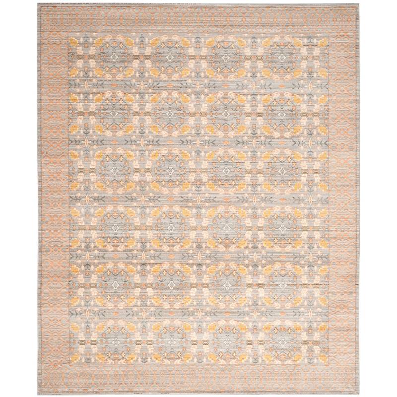 Safavieh Valencia 9' X 12' Polyester Power Loomed Rug in Light Gray /Multi-Color