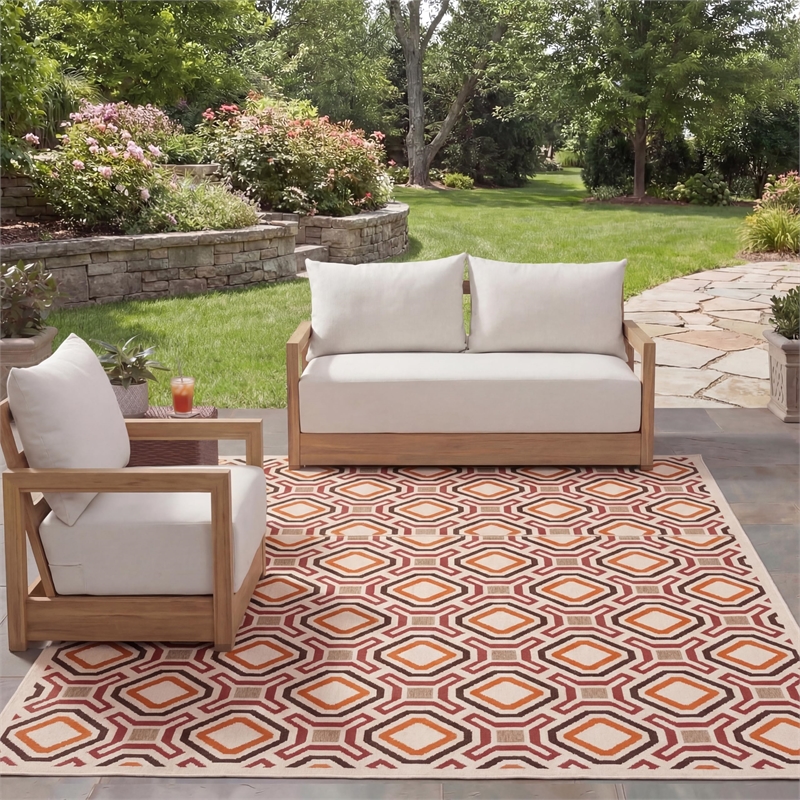 Safavieh Veranda Creme Indoor Outdoor Rug - 8' x 11'2