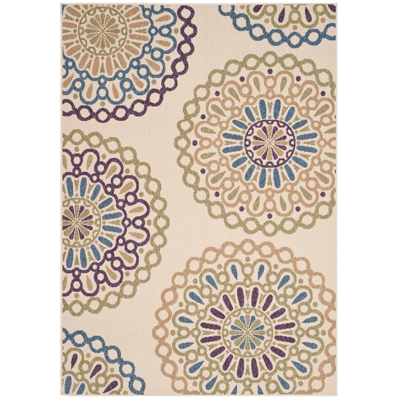 Safavieh Veranda Cream Indoor Outdoor Rug - 4' x 5'7