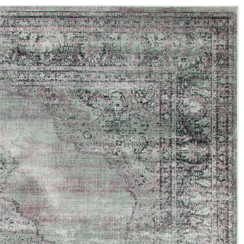 Safavieh Vintage 9' X 12'  Polyester Power Loomed Rug In Light Blue