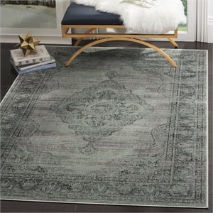 Safavieh Vintage 11' X 15' Polyester Power Loomed Rug In Light Blue