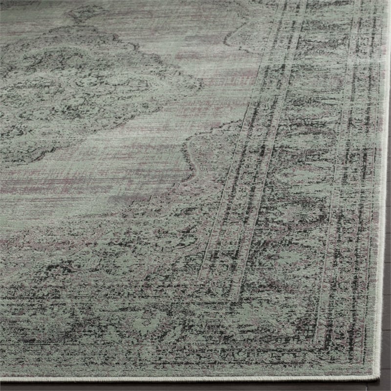 Safavieh Vintage 11' X 15' Polyester Power Loomed Rug In Light Blue