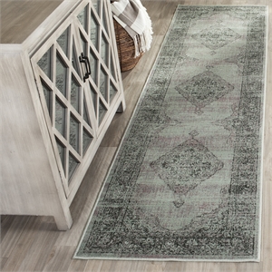Safavieh Vintage 2'-2&quot X 10'-0&quot Polyester Power Loomed Rug In Light Blue