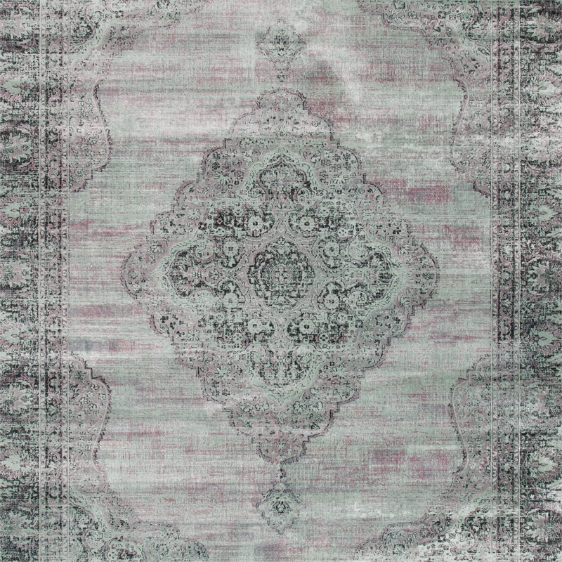 Safavieh Vintage 8' X 8' Square Polyester Power Loomed Rug In Light Blue