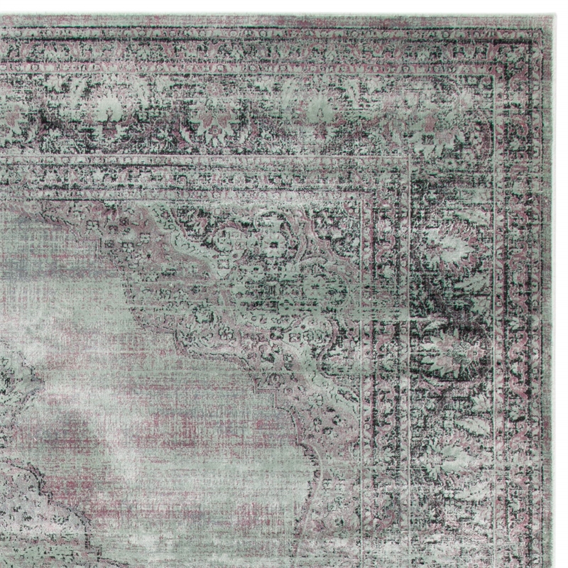 Safavieh Vintage 8' X 8' Square Polyester Power Loomed Rug In Light Blue