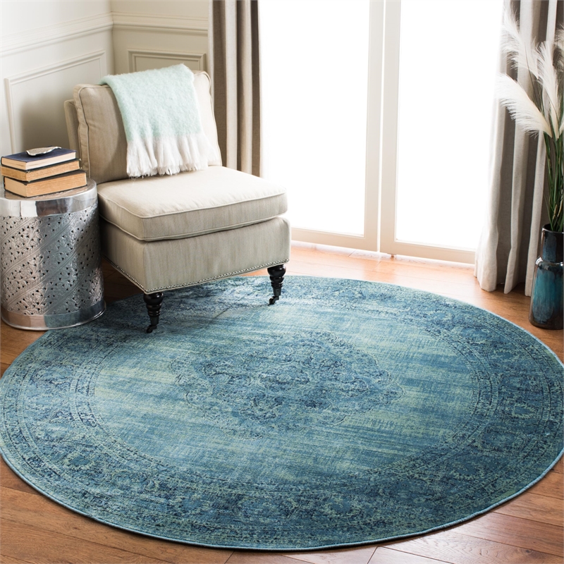 Safavieh Vintage Turquoise Traditional Rug - Round 8'