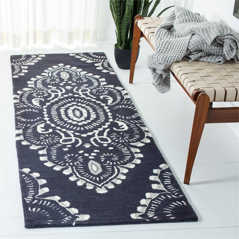 Safavieh Wyndham Dark Grey Contemporary Rug - Runner 2'3