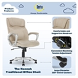 Serta Hannah Office Chair in Fawn Tan Linen Metallic Finish