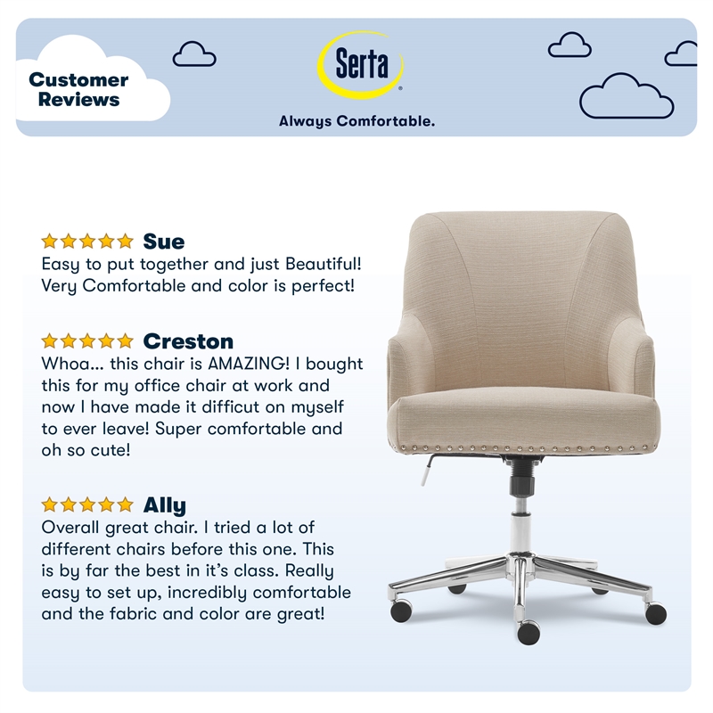 Serta Leighton Home Office Chair with Memory Foam Pink