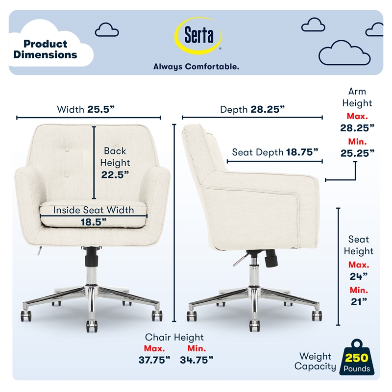 Serta at Home Ashland Desk Chair, Graphite