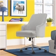Serta Leighton Home Office Desk Chair Chrome Nailheads Twill Fabric Light Gray